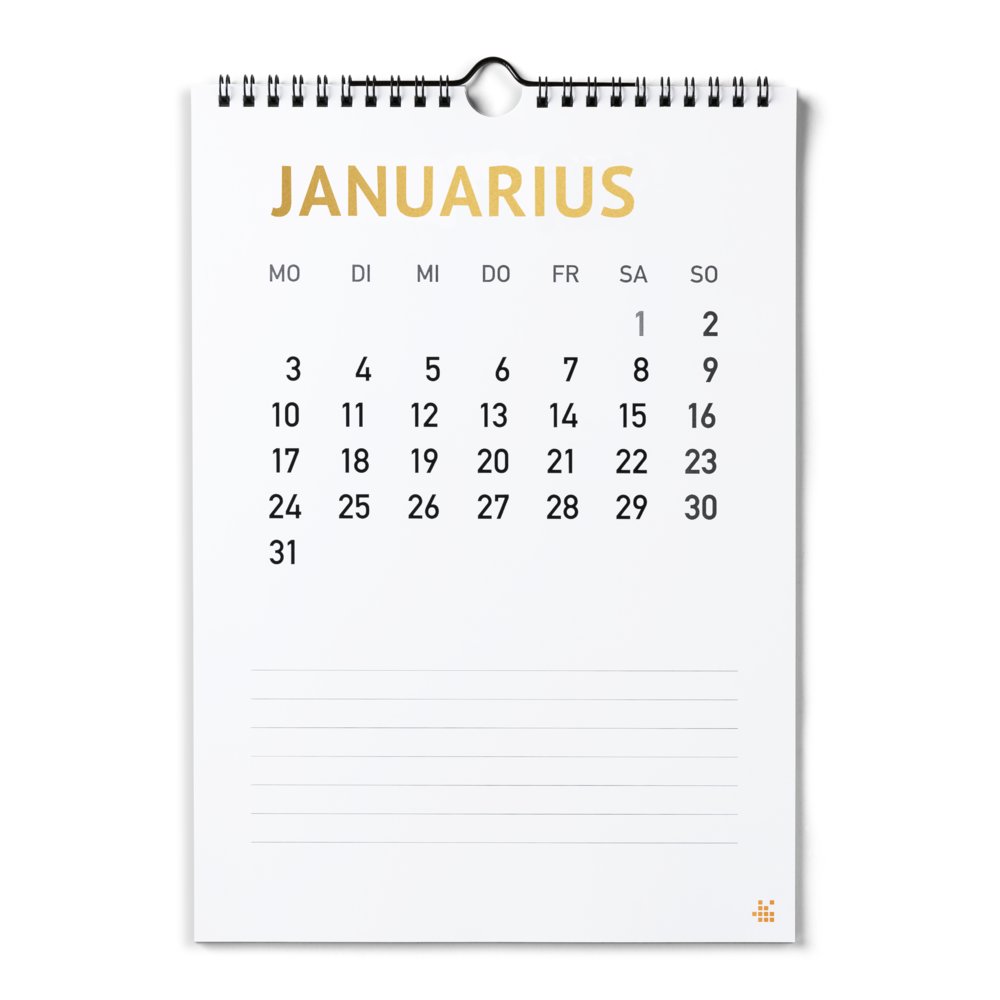 Wall calendars with spiral binding 5/0, Portrait, specialeffect colour