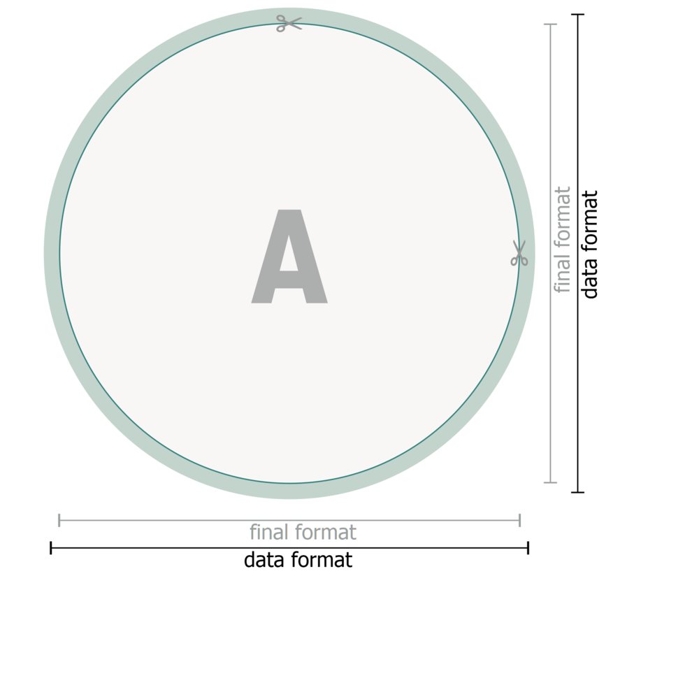 Round selfadhesive labels, free format, free size specification, round