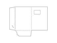 Paper folder with two insert flaps, a window, and no filling height.