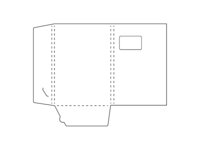 Paper folder with two insert flaps, filling height and window.