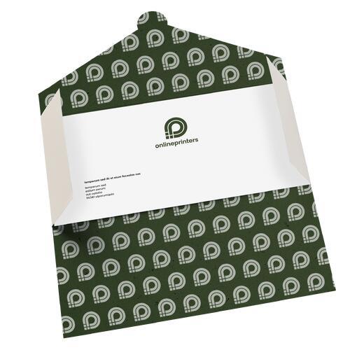 Paper gift voucher envelope with closure flap.