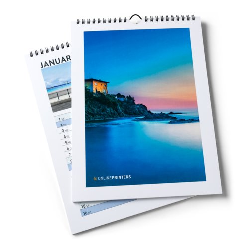 Wall calendars, 10.5 x 42 cm, wire-o binding, 4/4 colours 1