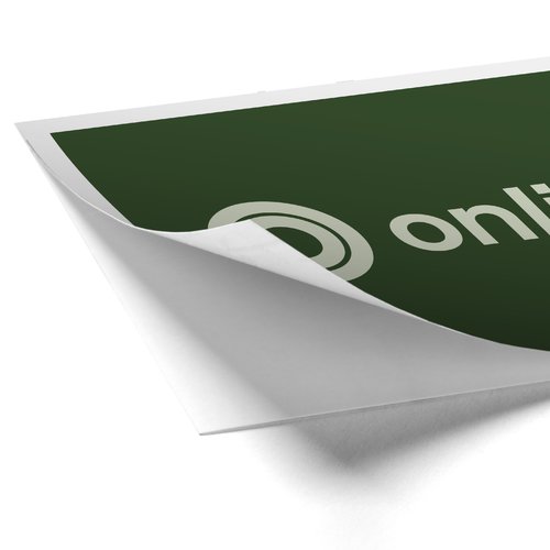 White paper sticker, self-adhesive.