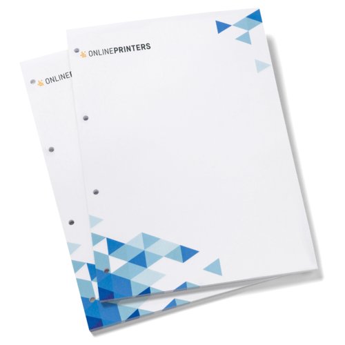 White Letterhead, printable on both sides and punched.