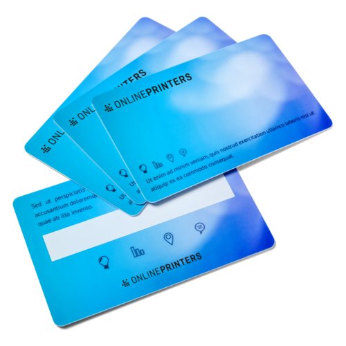 Plastic cards with signature field, 8.6 x 5.4 cm, printed on both sides 1