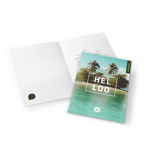 Paper greeting card in portrait format, printable on both sides.