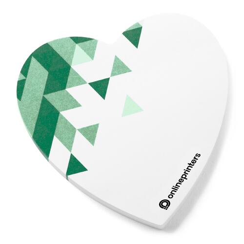 Heart-shaped paper sticky notes.