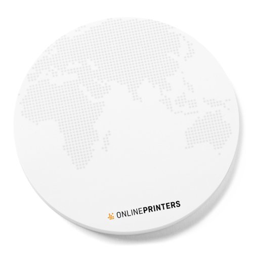 White, round sticky notes.