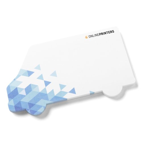 White sticky notes in van shape.