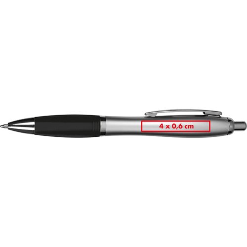 Metal ballpoint pen with clip and push mechanism.