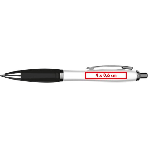 Ballpoint pen with clip and push mechanism.