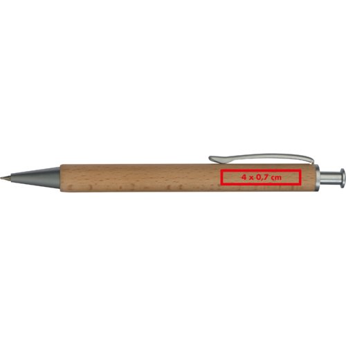 Wooden ballpoint pen with case and clip.