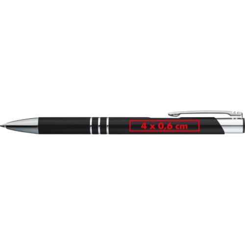 Metal writing set with ballpoint pen and case.