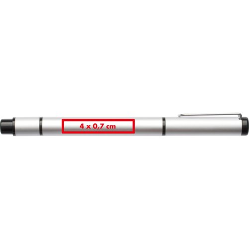 Silver metal double pen with clip.