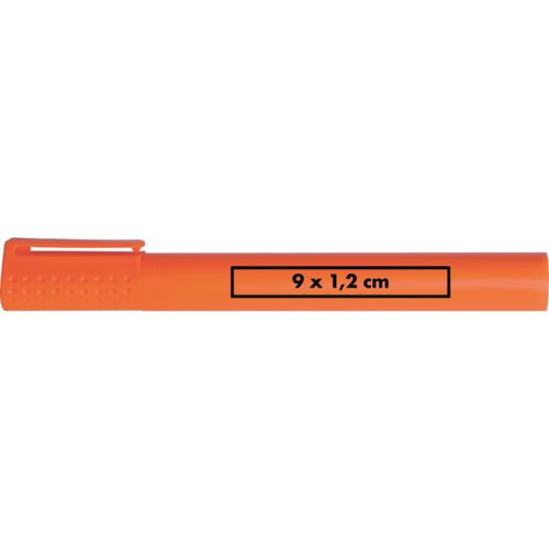 Orange highlighter with protective cap.