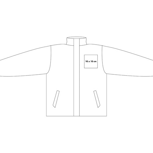 Solid color jacket with full zipper and side pockets.
