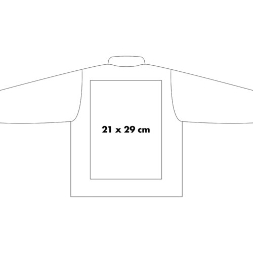 Jacket made of durable material with a full-length zipper.