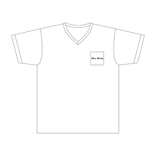 White cotton V-neck T-shirt with short sleeves.