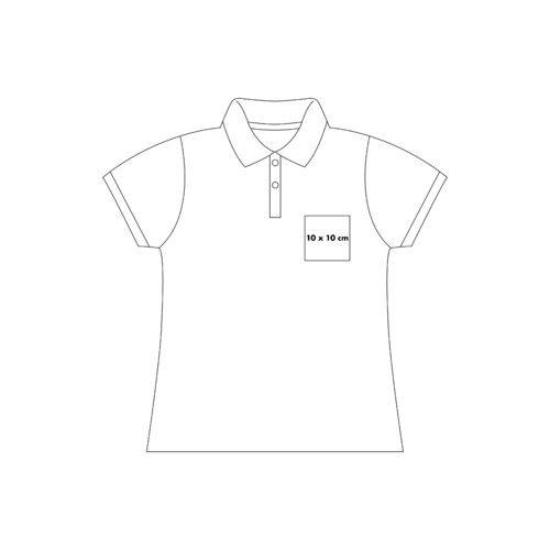 Cotton polo shirt for women with short sleeves and button placket.