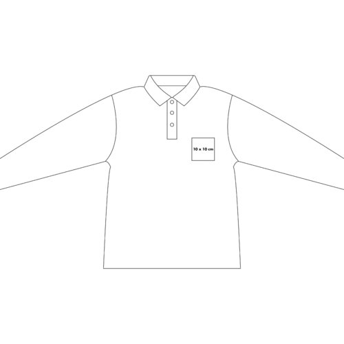 Long-sleeved cotton polo shirt with button placket.