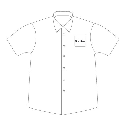 Short-sleeved shirt with button placket and collar.