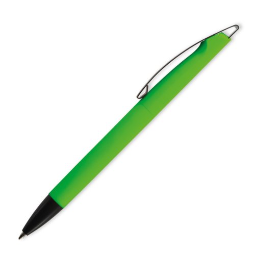 Apple green plastic ballpoint pen with clip.