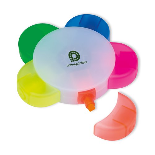 Multicolor highlighter with five tips.