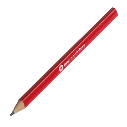 Red carpenter pencil made of wood, unsharpened.