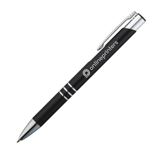 Black metal writing set with ballpoint pen and case.