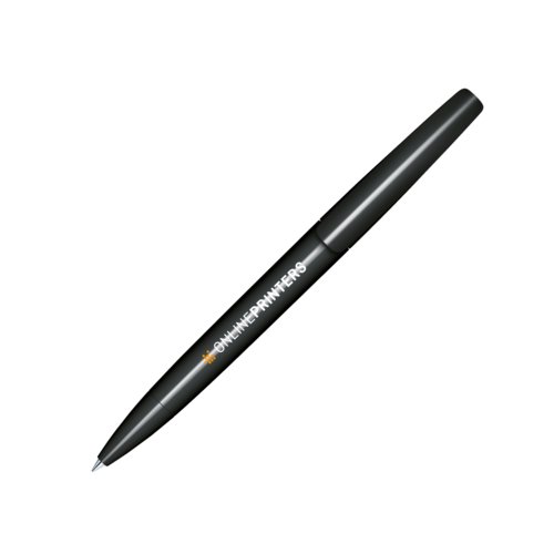 Black twist ballpoint pen with polished finish and clip.