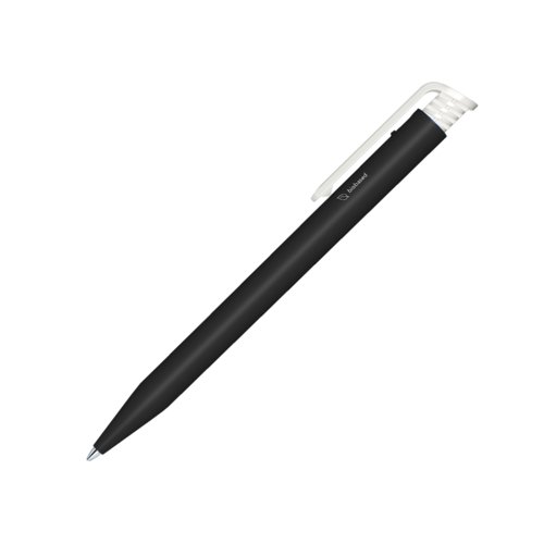 Black bio ballpoint pen with clip and push mechanism.
