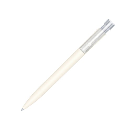White Bio-Plastic push ballpoint pen with clip.