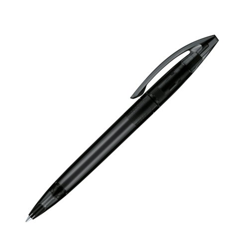 Black plastic twist ballpoint pen with clip.