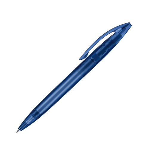 Dark blue plastic twist ballpoint pen with clip.