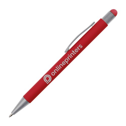 Red plastic touch pen with clip and ink.