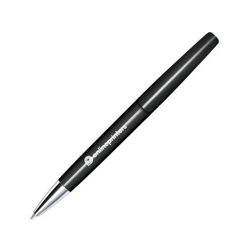 Black twist ballpoint pen with polished finish and metal tip.