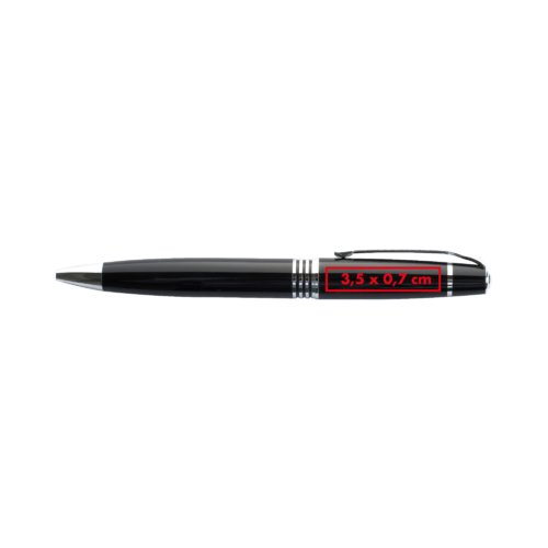 Metal twist ballpoint pen with clip.