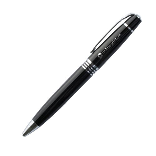 Black metal twist ballpoint pen with clip.