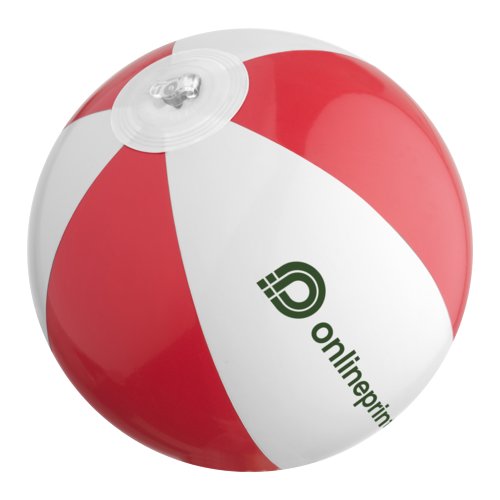 Red inflatable plastic beach ball.