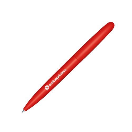 Red bioplastic twist ballpoint pen with clip.