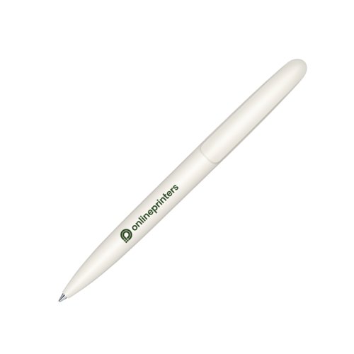 White bio plastic ballpoint pen with twist mechanism.