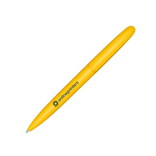 Yellow bio twist ballpoint pen with tip and clip.