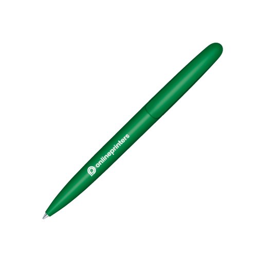 Green bio-based ballpoint pen with twist mechanism.