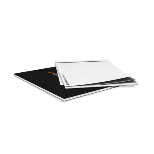 Notepad with cover sheet and glued top.
