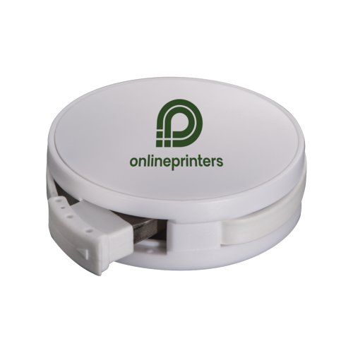 White plastic USB hub with 4 ports and retractable mechanism.