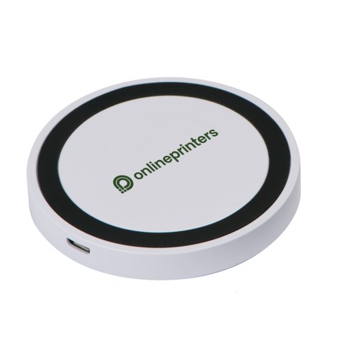 White induction charger for wireless charging.