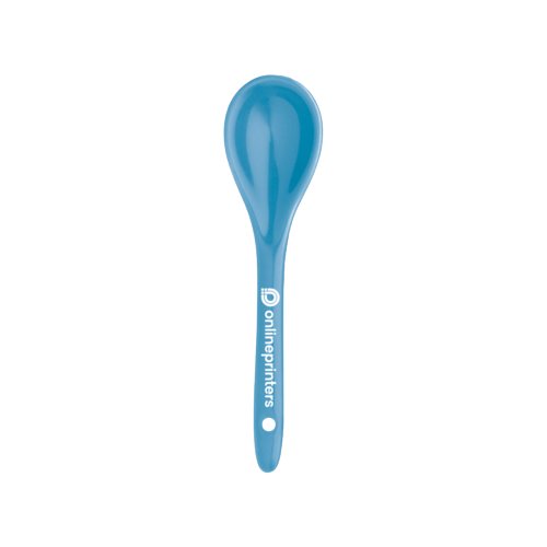 Light blue plastic spoon.