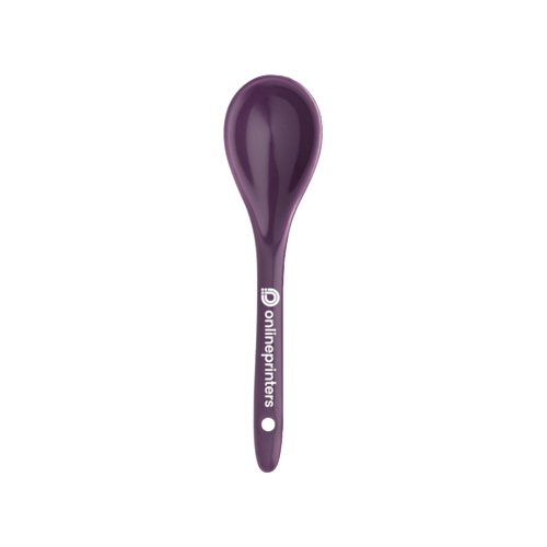 Violet ceramic spoon with a rounded bowl.