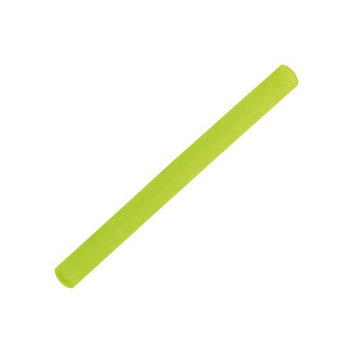 Yellow reflective snap bracelet.