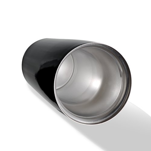 Black stainless steel vacuum tumbler.